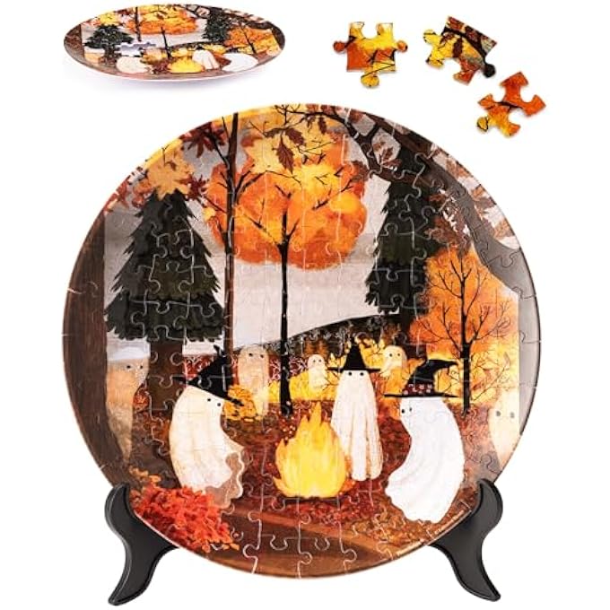 3D PUZZLE PLATE FOR ADULTS - KATHERINE BLOWER - AUTUMN BONFIRE [PL1022], 124 PIECES - Image 1